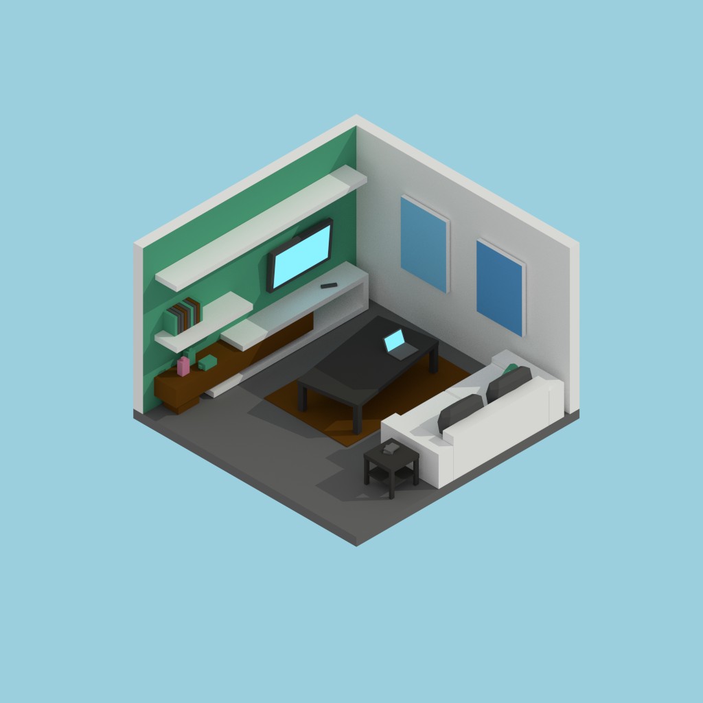 Isometric low poly room preview image 1